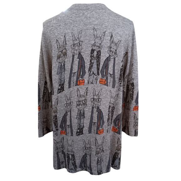 SHANA Bunny Rabbit SweaterTop Lightweight Soft Peter Novelty Easter VNeck Medium - Picture 2 of 7